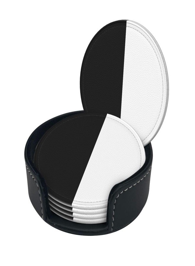 ASYG 6 pcs Pure Split Black and White Coasters for Drinks,Black White Coasters for Coffee Table, Kitchen Table Decor - Image 1